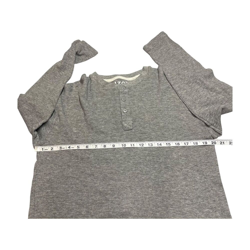IZOD Sleepwear Sweater Men's Large Gray Heather Henley Neck Cotton Long Sleeve - Picture 4 of 6
